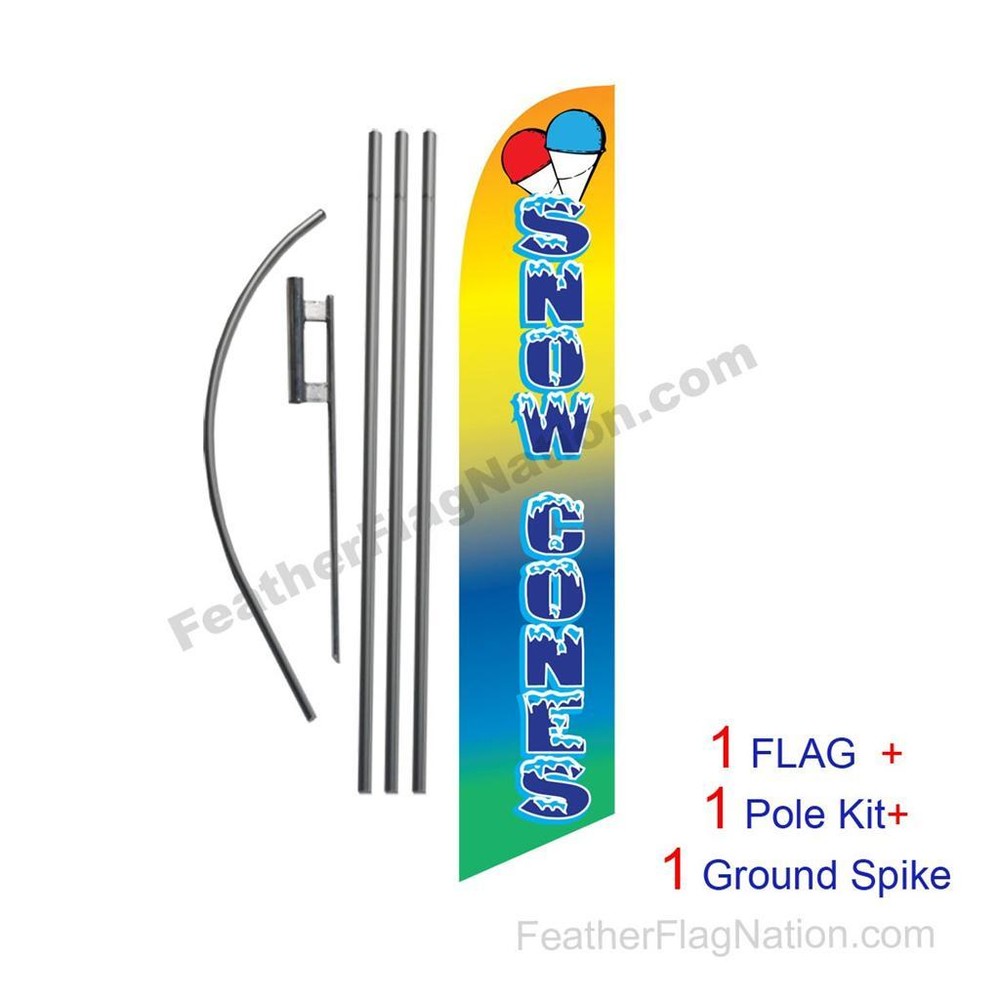 Snow Cones 15′ Feather Banner Swooper Flag Kit with pole+spike