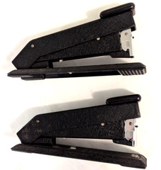2 Vintage Bostitch Textured Black Metal Staplers Made in USA