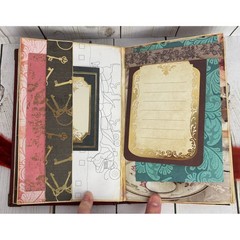 Handmade Regency Victorian Junk Journal Memory Keeper Red Gold Velvet Ribbon Tie