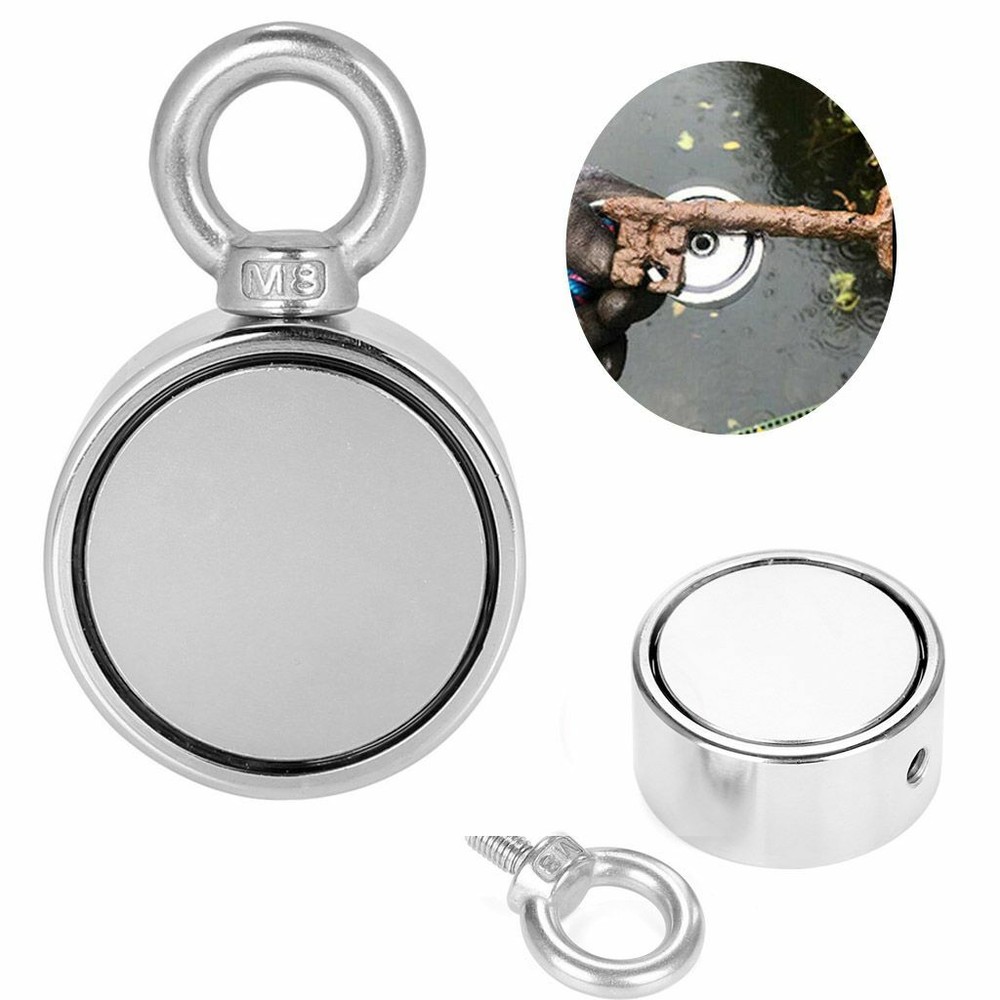 Double Sided 500LB Fishing Magnet Kit Strong Neodymium Pull Force Treasure Hunt