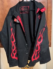 Revco BX9C Welding Jacket, Black with Red Flames 2XL