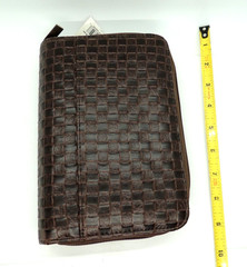 Mundi Brown 6 Ring Planner Woven Design w/ Calculator Card Holder Wallet Unused