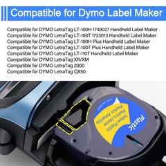 LT-91332 For DYMO LetraTag Refills LT100T LT100H Yellow Plastic Label Tape 12mm
