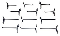 ExecuSystems Set of 12 (Six 4-Inch and Six 6-Inch) Slatwall Hooks- Black