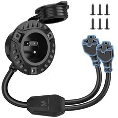 20″ 20A 125V AC Port Plug with 5-in-1 T-Blade Adapter RV Shore Power Inlet Plug