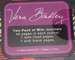 VERA BRADLEY Slim MINI Journal Set (2) TWO Pack 40 pages ea: 1w/ lined sheets/1w
