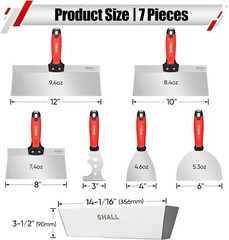 SHALL Drywall Knife Set, 7 Pcs Stainless Steel Drywall Hand Tool Kit