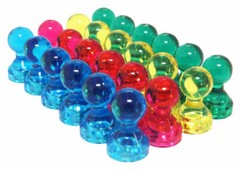 Small Assorted Color Translucent Magnetic Push Pins (48 Pack)