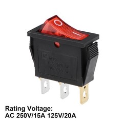 5 x Boat Rocker Switch Red LED Light DC 12/24V ON/OFF AC 250V/15A 125V/20A SPST