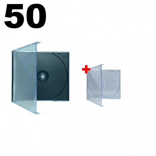 50 Black & Clear STANDARD CD Album Jewel Case 10.4mm Spine Size
