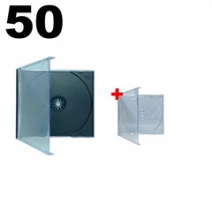 50 Black & Clear STANDARD CD Album Jewel Case 10.4mm Spine Size