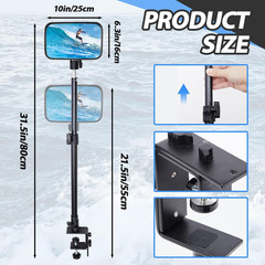 Pontoon Boat Rear View Mirror with Telescoping Pole 10″ X 6.3″ 360° Adjustable M