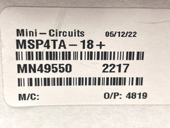 NEW MINI-CIRCUITS MSP4TA-18+ ABSORPTIVE SWITCH 18 GHz 24 VDC SMA (1 PIECE)