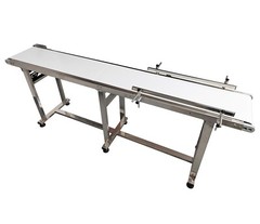 110V 82.7″*7.8″ Food Grade White PU Belt Conveyor Stainless Steel Body 120W