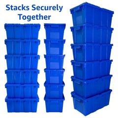 UBMOVE Plastic Crate with Lid 19.5″ x 11.75″ x 8.5″ (6 pack, Blue)