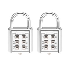 6-Digit Combination Padlock Push Button Lock for Locker Cabinet Silver Tone 2Pcs