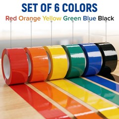 2″ x 110 Yards Multi-Color Packing Tape, 6 Colors Pack – 2.0 Mil Carton Sealing