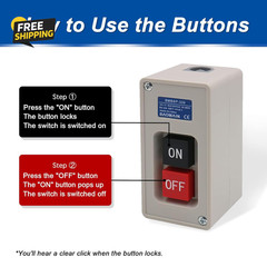 Self-Locking Push Button Switch 3-Phase 30A 3.7KW, Industrial 3-Pole Heavy Duty