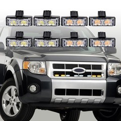 NAAMOTOMOX 2-LED Emergency Warning Grille Flash Strobe Lights Bar with Clips +
