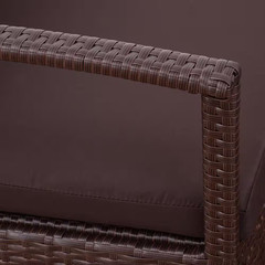 4-Piece Rattan Wicker Patio Conversation Set Loveseat Sofa with Brown Cushions G