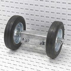 Chain Link Double Wheel Carrier w/ 6″ Solid Rubber Wheels for Sliding Gates