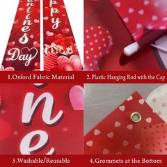 Happy Valentines Day Door Banner XtraLarge 72×12 Inch Red Oxford Fabric Outdoor