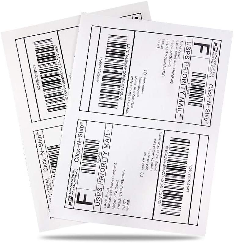 500 – 8.5″ x 5.5″ Half A4 Sheet Shipping Labels Blank Self Adhesive 2 Per Sheet