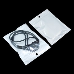 100X For Zip White Clear Plastic Lock Bag Hang Hole Packaging Pouches Accessory