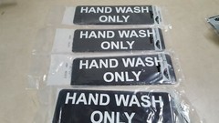 Lot of 4 – Traex 4504 Black HAND WASH ONLY Sign with White Letters