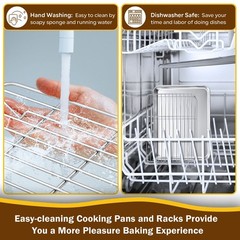 P&P CHEF 9 Inch Baking Sheet Pan with Rack Set, Stainless 9 Inch, Silver