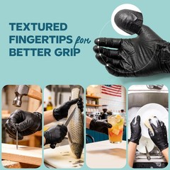 Black Nitrile Gloves 100 Count 6 Mil, HEAVY DUTY Disposable Gloves for Food P…