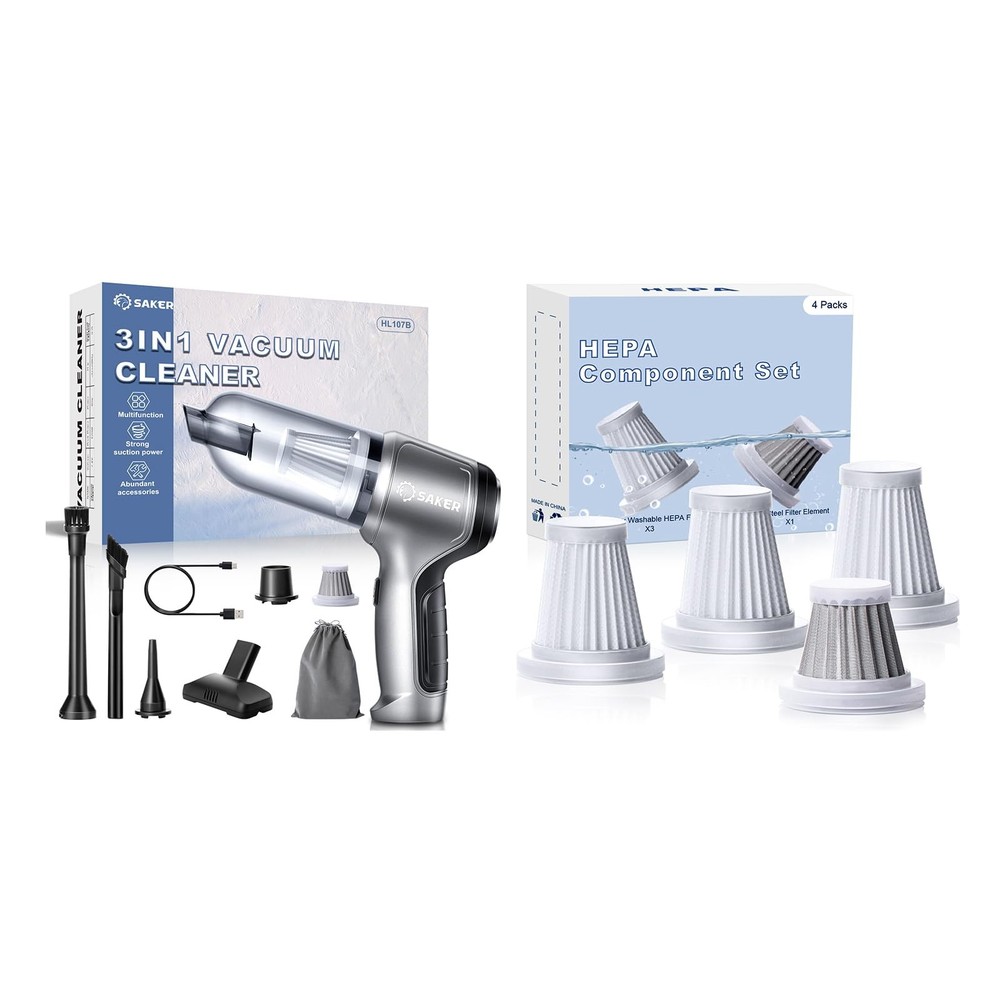 Saker Mini Vacuum Cleaner for Car 3 in 1 Original Filter