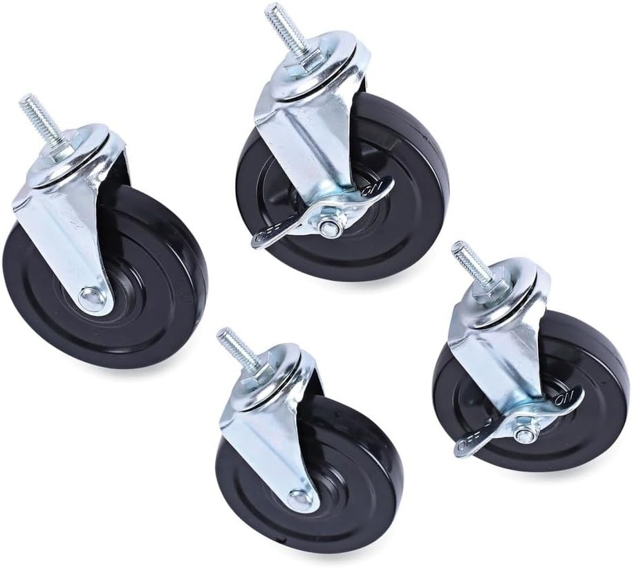Alera Casters Grip Ring Type K Stem for Wire Shelving 3″ Wheel 4/Set (2 Locking)