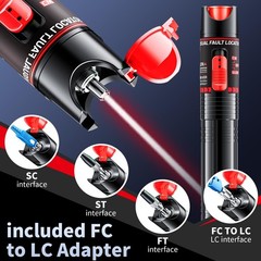 VFL Fiber Optic Tester Kit, FC to LC, 30-100km Visual Fault Locator
