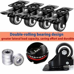 4PCS Heavy Duty Dolly hand truck Caster Wheels With Brake Top Plate 2 Inch