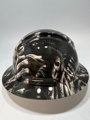 New Full Brim Hard Hat Custom Hydro Dipped BAD ASS REAPER