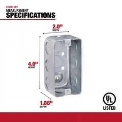 4 in. H x 2 in. W x 1-7/8 in. D Steel Metallic 1-Gang Drawn Handy Box with Ten 1