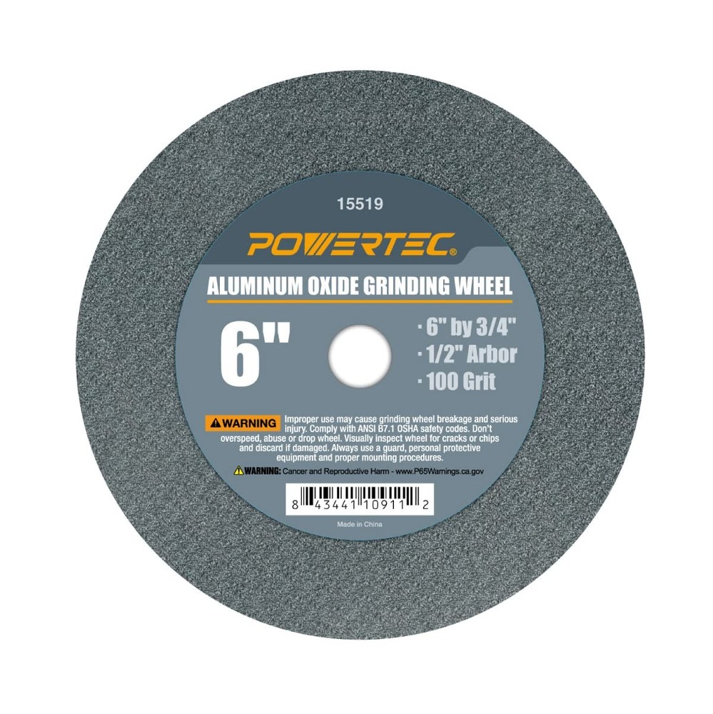 POWERTEC Bench Grinder Wheel 6 Inch 100 Grit, Aluminum Oxide Grinding Wheel f…