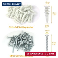 Self Drilling Drywall Anchors – 104Pcs Dry Wall Anchors and Screws Kit for Drywa