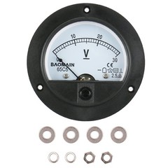 Baomain DC 30V Round Voltmeter Analog Panel Meter 65C5