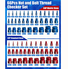 66 Nut Bolt Thread Checker Metric Standard Gauge Tool w/Storage Box