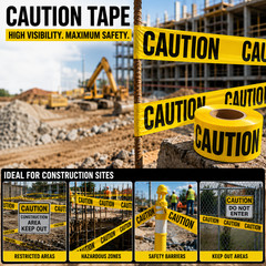 ATERET Premium Yellow Caution Tape I 3 inch x 1000 feet I Harzard Tape w/Bright