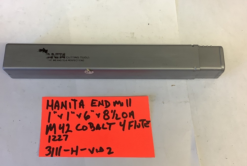 Hanita End Mill, 1” X 1” X 6” X 8 1/2”, M-42 Cobalt, 4 FL, One In Lot, 3113-H