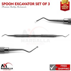 Dental Spoon Excavator Double Ended Set Of 3 Surgical Surgery Instruments CE