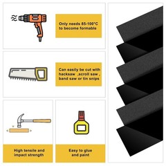 2 Pack Black ABS Plastic Sheet 12″x16″x1/8″ Thermoform Moldable DIY Craft Board
