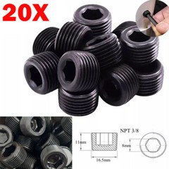 20PC Male Thread Socket Car Pipe Plugs 3/8 NPT Pipe Allen Head Socket Plugs NEW