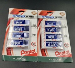 Pentel Hi-Polymer Erasers White Block 8PK Non-Abrasive Gentle Pencil Latex-Free