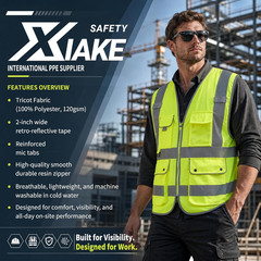 Reflective Safety Vest for Men & Women High Visibility Class 2 Vest with Pockets