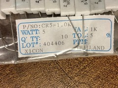 10 pcs 5W 1K Ohm Xicon WireWound Power Resistors 5% P/N CR5-1.0K