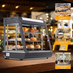 ROVSUN 26″ 3 Tiers Commercial Heat Food Pizza Warmer Display Cases 86 – 185℉ New